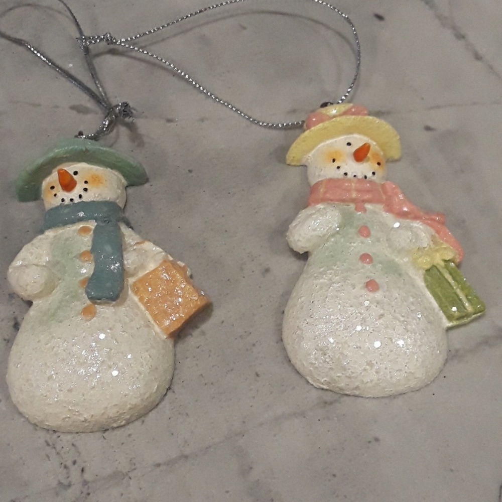 Mr & Mrs Snowman Ornaments Set New